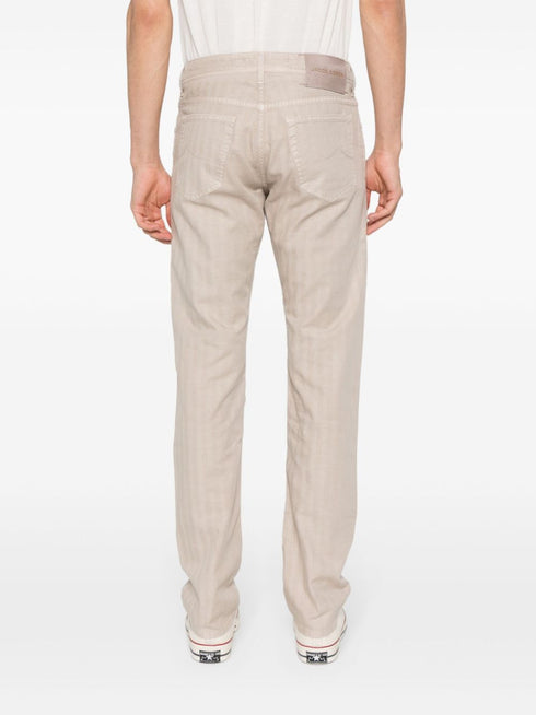 herringbone tapered-leg trousers